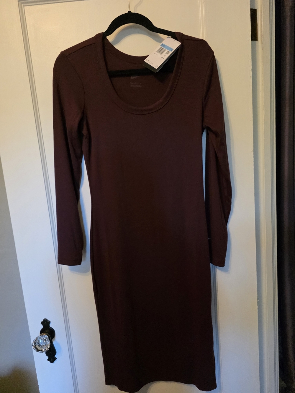 Nike Sportswear Chill Knit Ribbed Long Sleeve Midi Dress NWT Med Burgundy Crush - Picture 5 of 14